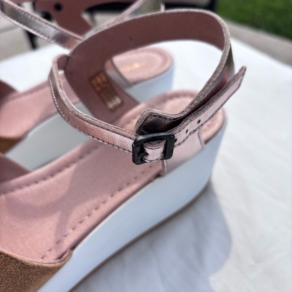 Sundance Sandals 10 Brown platform wedge Womens Shoes Made In Italy - Picture 6 of 14